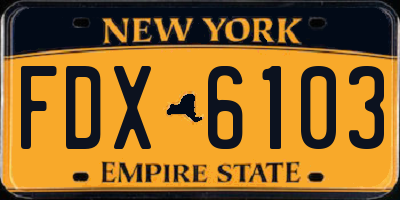 NY license plate FDX6103