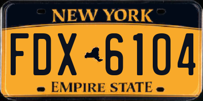 NY license plate FDX6104
