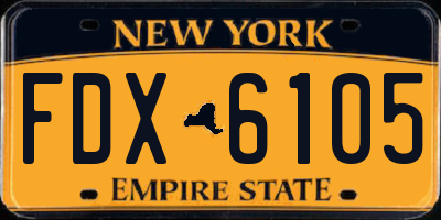 NY license plate FDX6105
