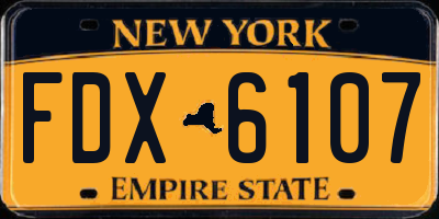 NY license plate FDX6107