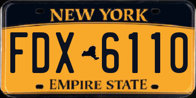 NY license plate FDX6110