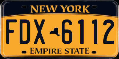 NY license plate FDX6112