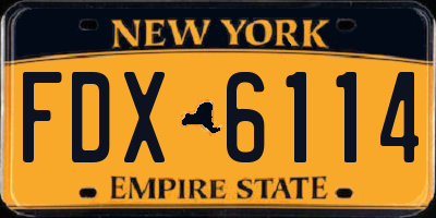 NY license plate FDX6114