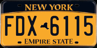 NY license plate FDX6115