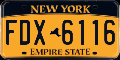 NY license plate FDX6116