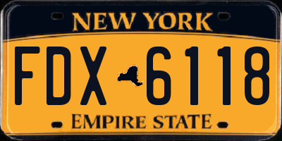 NY license plate FDX6118
