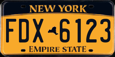 NY license plate FDX6123