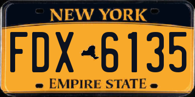 NY license plate FDX6135