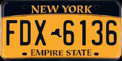 NY license plate FDX6136