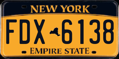 NY license plate FDX6138