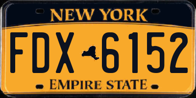 NY license plate FDX6152