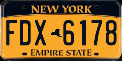 NY license plate FDX6178