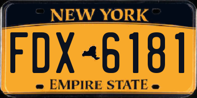 NY license plate FDX6181