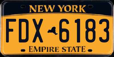 NY license plate FDX6183