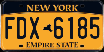 NY license plate FDX6185