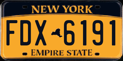 NY license plate FDX6191