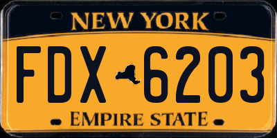 NY license plate FDX6203