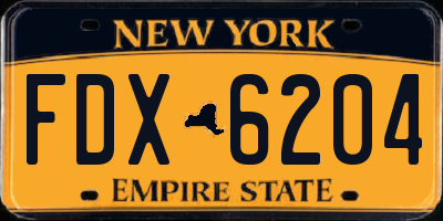NY license plate FDX6204