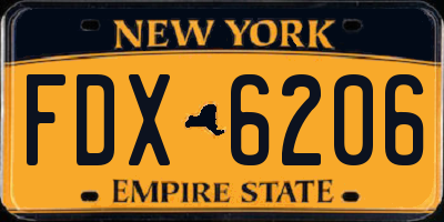 NY license plate FDX6206