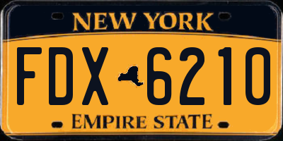 NY license plate FDX6210