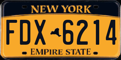 NY license plate FDX6214