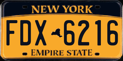 NY license plate FDX6216