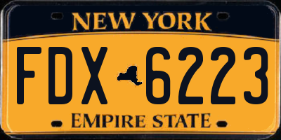 NY license plate FDX6223