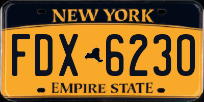 NY license plate FDX6230