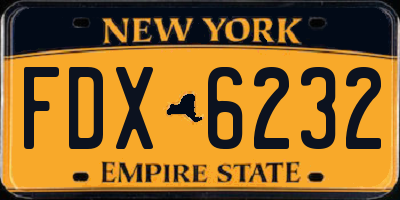 NY license plate FDX6232
