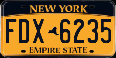 NY license plate FDX6235