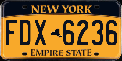 NY license plate FDX6236