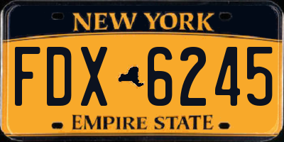 NY license plate FDX6245