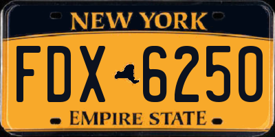 NY license plate FDX6250
