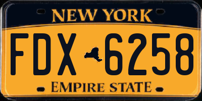 NY license plate FDX6258