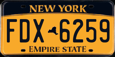 NY license plate FDX6259