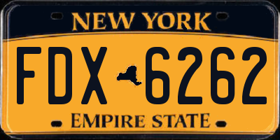 NY license plate FDX6262