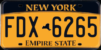 NY license plate FDX6265