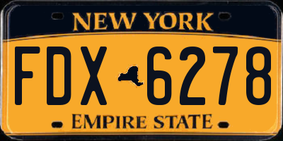 NY license plate FDX6278