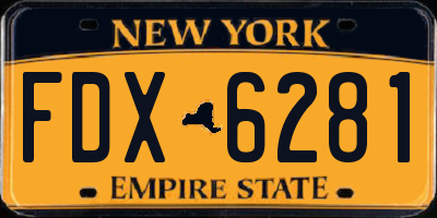 NY license plate FDX6281