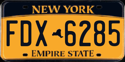 NY license plate FDX6285