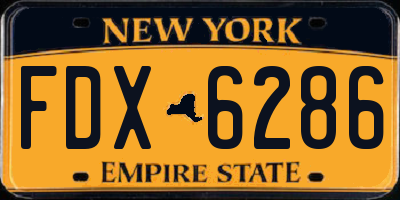 NY license plate FDX6286