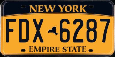 NY license plate FDX6287