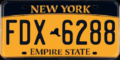 NY license plate FDX6288
