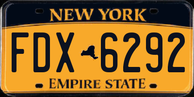 NY license plate FDX6292