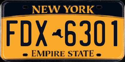 NY license plate FDX6301