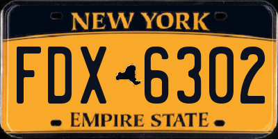 NY license plate FDX6302