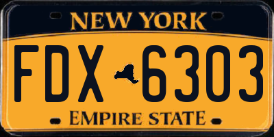NY license plate FDX6303