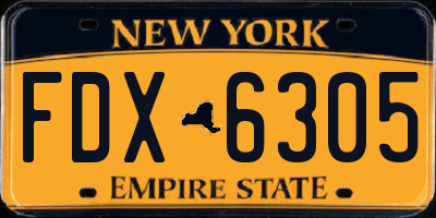 NY license plate FDX6305
