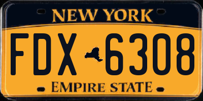 NY license plate FDX6308