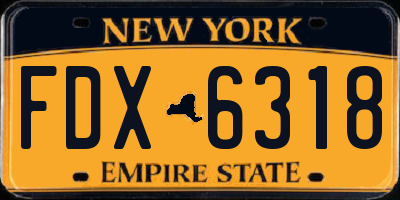 NY license plate FDX6318